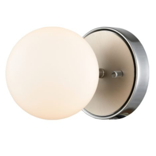 DVI LIGHTING ALOUETTE 1 LIGHT 5 INCH TALL WALL SCONCE IN CHROME-BUFFED NICKEL WITH HALF OPAL GLASS DVP34501CH+BN-OP