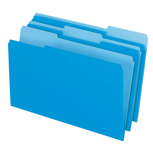 Office Depot Top Tab Color File Folders, 1/3 Cut, Legal Size, Blue, Pack of 100, OD153 1/3 BLUE