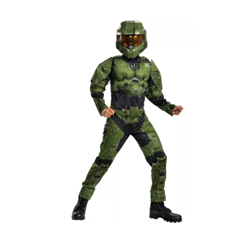 Disguise Master Chief Infinite Half Halo Green Synthetic Halloween Costume Mask