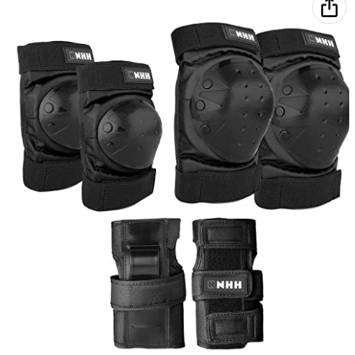 Skateboard Knee Pads Set - 6 In 1 Protective Gear Set Knee Pads Elbow Pads and Wrist Guards for Kids Youth Adults Men and Women