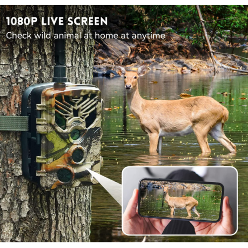 Digipettor 4G LTE Cellular Trail Camera 4K 36MP Live Video Game Camera Motion Activated 0.2s Trigger Night Vision No Glow Infrared Deer Hunting Camera with SIM Card (AT&T, T-Mobile) & 32GB SD Card