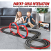 Race Track Toys for Boys Age 8-12 with 2 Loop, 4 Race Cars 1:43 Scale with Headlights, Battery Operated Slot Car Race Track Set, 2 Controllers, Lap Counter, 2 Player Game, Gift for Kids 8+ Year Old