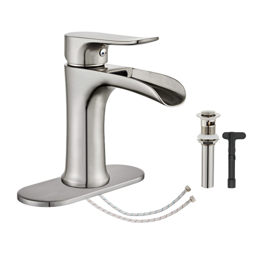 Yundoom Brushed Nickel Bathroom Faucet,Bathroom Sink Faucet,Waterfall Bathroom Faucet