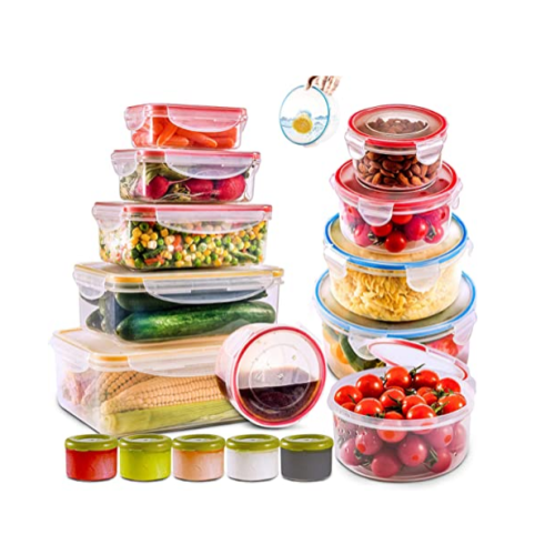 Food Storage Containers with Airtight Lids-Freezer & Microwave Safe,BPA Free Plastic Meal Prep Containers & Kitchen set.Leak proof Lunch Containers-Snacks, Sandwich, Sauces & Bento box