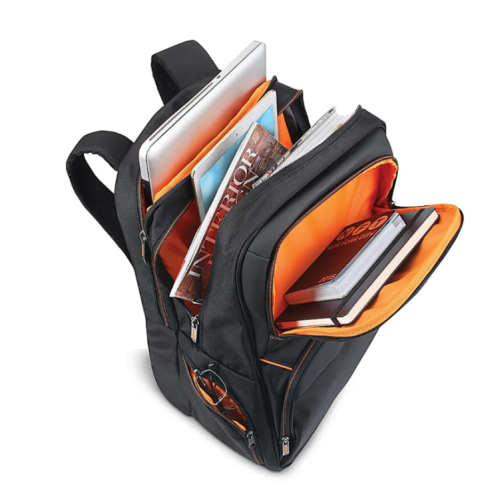 Solo New York Everyday Backpack with 17.3" Laptop Compartment, Black/Orange