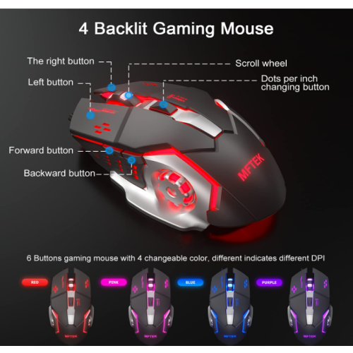 MFTEK RGB Rainbow Gaming Keyboard and Mouse Combo