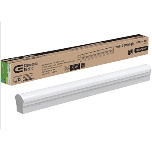 Direct Wire Power 2 ft. 34-Watt Equivalent Integrated LED White Strip Light Fixture 4000K Bright White 1800 Lumens