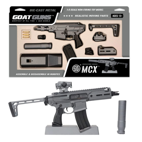 GoatGuns Miniature SIG MCX Model Grey | 1:3 Scale Die Cast Metal Build Kit