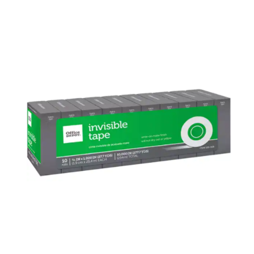 Office Depot Brand Invisible Tape Refills, 3/4in x 1,000in, Pack Of 10