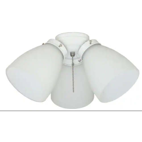 3-Light White Ceiling Fan Shades LED Light Kit