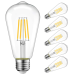 6 Pack Vintage LED Edison Bulbs 6 WATT Super Bright Filaments Enhanced Efficiency & Heat Dissipation