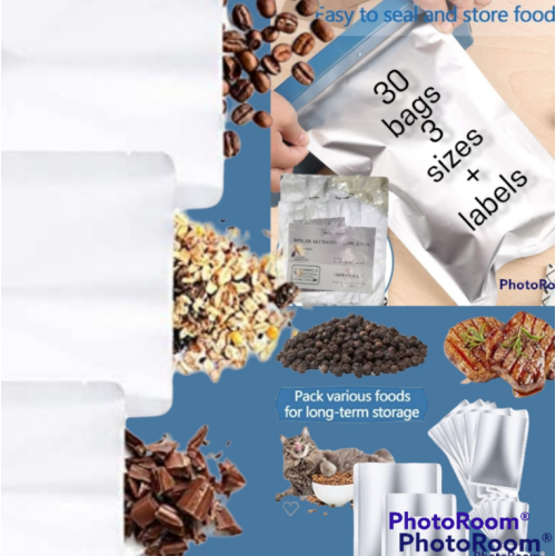 Mylar Bags, 3 Sizes 30 Pack, Lock Bags, Heat Seal Bags, Food Storage Bags for Coffee, Tea, Candy Beans, Nuts and Cookies