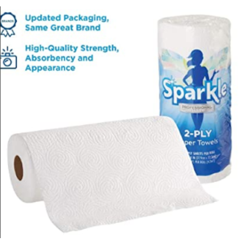 Sparkle Professional Series® 2-Ply Perforated Kitchen Paper Towel Rolls by GP PRO (Georgia-Pacific),4 Rolls