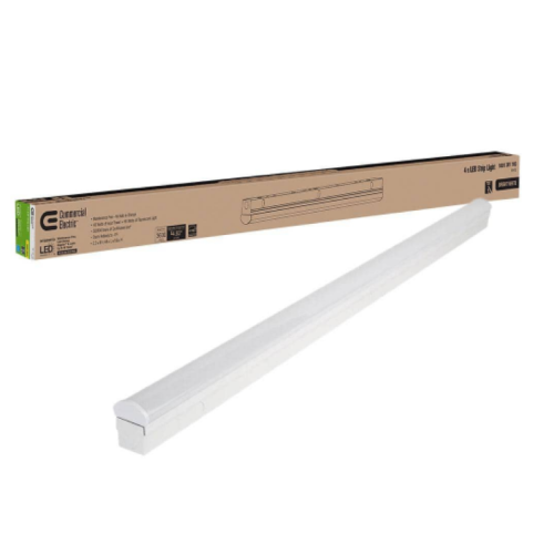 4 ft. 64-Watt Equivalent Direct Wire Integrated LED White Strip Light Fixture 3600 Lumens 4000K Bright White