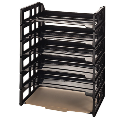 Office Depot® Brand 30% Recycled Ribbed Bottom Stackable Letter Trays, Black, Pack Of 6