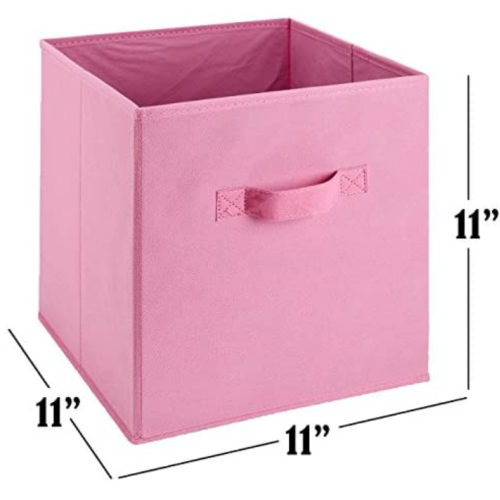 Foldable Cube Storage Bins - 6 Pack - These Decorative Fabric Storage Cubes are Collapsible and Great Organizer for Shelf, Closet or Underbed. Convenient for Clothes or Kids Toy Storage (Pink)