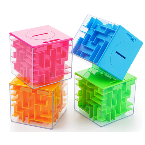 4 Pack Money Maze Puzzle Gift Boxes, Perfect Money Holder Puzzle and Brain Teasers for Kids and Adults
