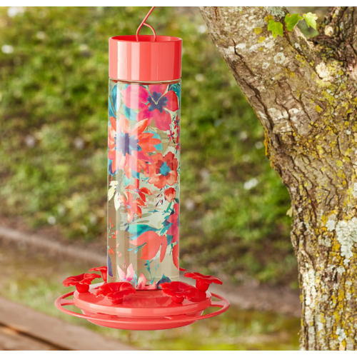  Fresh Floral Decorative Glass Hummingbird Feeder