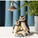 Owl Sculpture Night Light- Resin Statue Ornaments Gray White