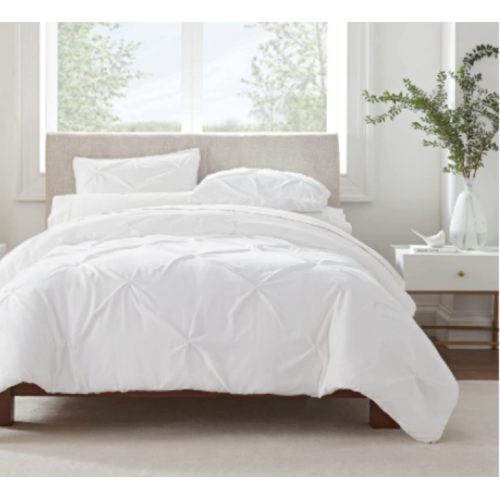 Simply Clean Soft Lightweight Pleated 3 Piece Hypoallergenic Comforter Set