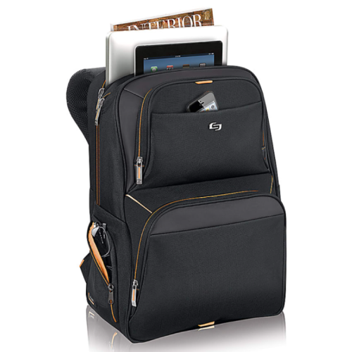 Solo New York Everyday Backpack with 17.3" Laptop Compartment, Black/Orange