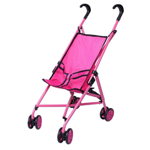 Precious toys Hot Pink & Black Handles Doll Stroller With Swiveling Wheels