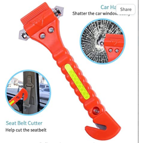 Car Safety Hammer Emergency Escape Tool with Seat Belt Cutter and Vehicle Window Glass Breaker with Light Reflective Tape