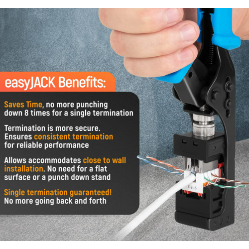 Everest Media Solutions easyJACK - 90° Angled Speed Termination Tool - To Be Used ONLY with Everest Media 90° Angled RJ45 CAT6/5e & CAT6A Keystone Jacks 