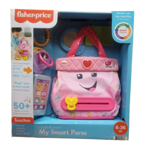 Fisher-Price Smart Purse Learning Toy with Lights Music and Smart Stages Educational Content for Babies and Toddlers, Pink​