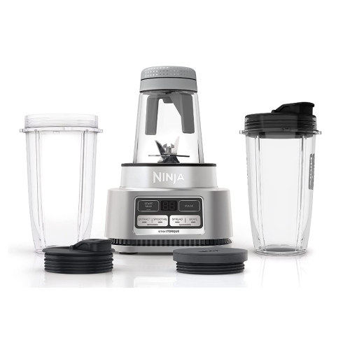 Ninja SS101 Foodi Smoothie Maker & Nutrient Extractor* 1200 WP, 6 Functions Smoothies, Extractions*, Spreads, smartTORQUE, 14-oz. Smoothie Maker, (2) To-Go Cups & Lids, Silver