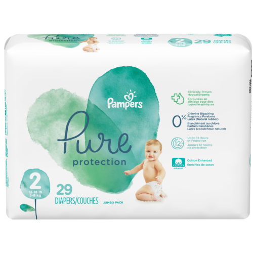 Pampers Pure Protection Diapers Size 2 (12-18 lb.) 29 ct.