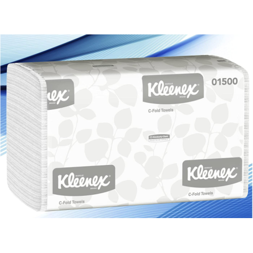  Professional Kleenex C Fold Paper Towels (01500), Absorbent, White, 16 Packs/Case, 150 C-Fold Towels/Pack, 2,400 Towels/Case