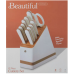 Beautiful 12-piece Forged Kitchen Knife Set in White with Wood Storage Block, by Drew Barrymore