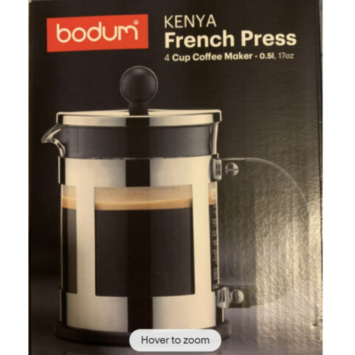 Bodum 17 oz Kenya French Press Coffeemaker, Stainless Steel