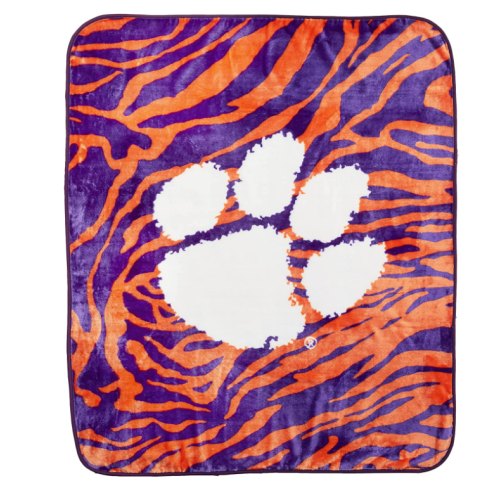 College Covers Clemson Tigers Raschel Throw Blanket, 60 in by 50 in