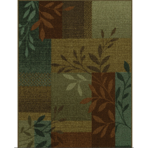 Mainstays Traditional Leaf Block Multicolor Print Area Rug, 20 in x 34 in