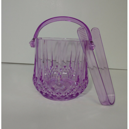 Two Piece Serving Set Diamond Embossed Purple Ice Bucket & Tongs