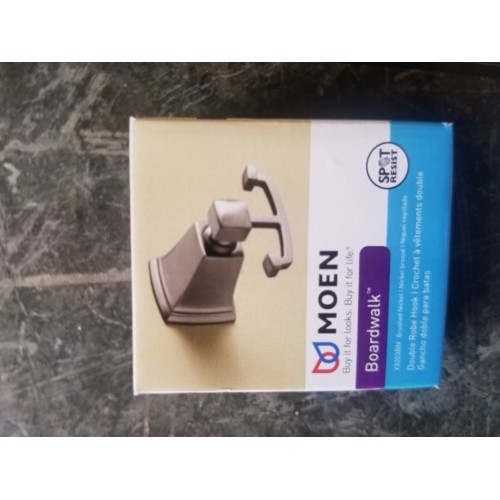 MOEN Boardwalk Double Robe Hook Brushed Nickel