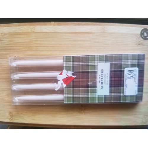 Set of 4 Slim Tapers Candles Unscented 10in 