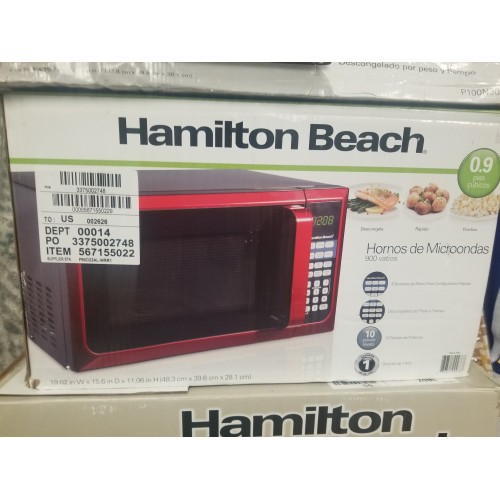 Hamilton Beach 0.9 Cu. ft. 900W Red Microwave oven