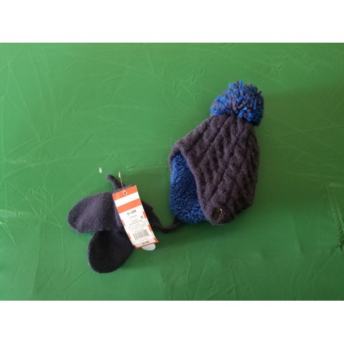 Cat & Jack Baby Boys' Cable Knit Beanie with Magic Mittens Navy Newborn