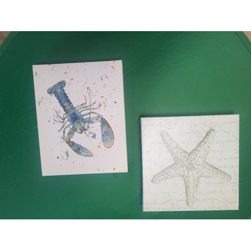 Starfish and Lobster Canvas Wall Decor