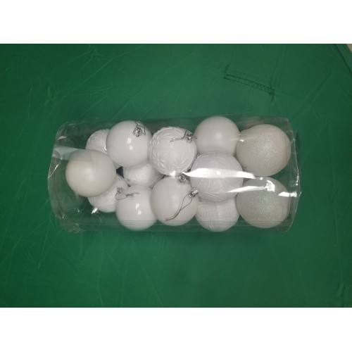 White Textured Ball Ornaments 18 pcs