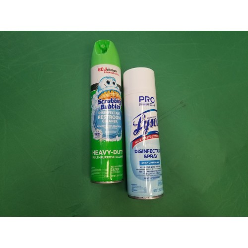 Scrubbing Bubbles Disinfectant Bathroom Cleaner Rainshower & Lysol Disinfectant Spray, Crisp Linen