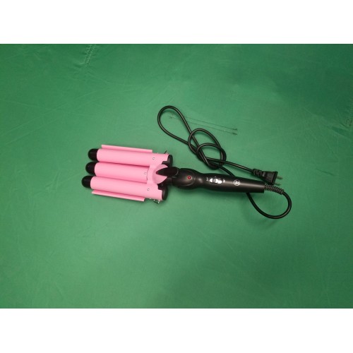 3 Barrel Curling Iron Hair Crimper: Aleath Dual Voltage Three Barrels Hair Waver - 1 inch Curler Wand