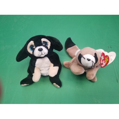 Ringo The Raccoon Ty Beanie baby & TY Beanie Baby (Beanie Bellies) - RANGER the Black Dog  Stuffed Animal Plush