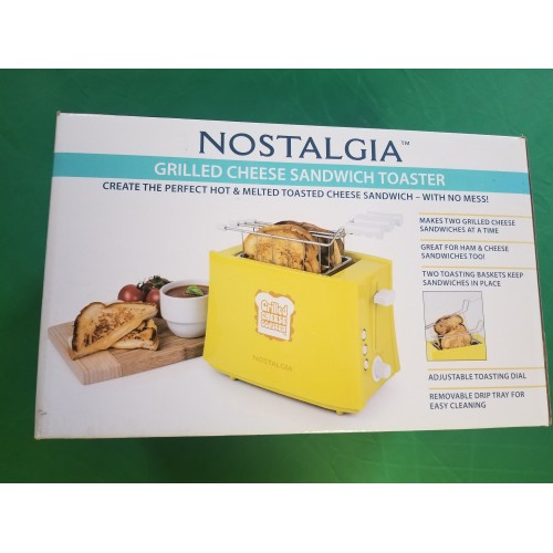 Nostalgia NTCS2YW Grilled Cheese Toaster with Easy-Clean Toaster Baskets and Adjustable Toasting Dial