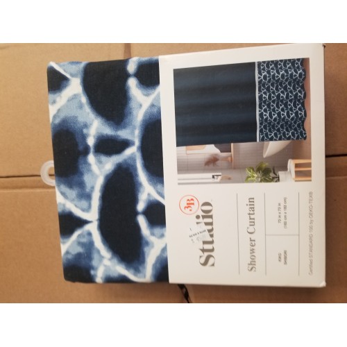 Studio 3B™ Kiko Shibori Scallop 72-Inch x 72-Inch Shower Curtain in Navy/White