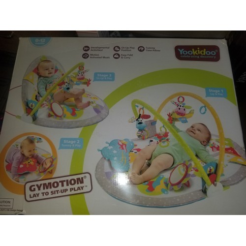 Yookidoo Baby Gym Lay to Sit-Up Playmat. 3-in-1 Newborns Activity Center with Tummy Time Toys, Pillow & Infant Miror. 0-12 Month