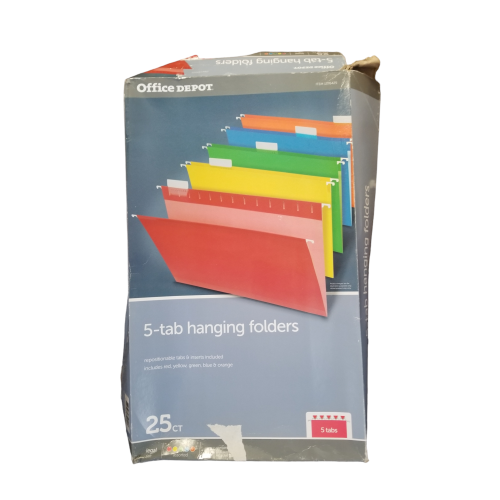 5 Tab Multi color Heavy duty Hanging File Folders 25 ct